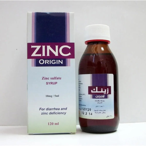 زنك أوريجين شراب 10 مجم/5 مل لدعم المناعة وتعويض نقص الزنك – 120 مل