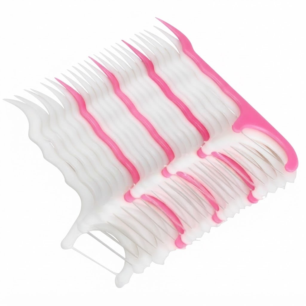 أعواد خيط تنظيف الأسنان المزدوجة (Dental Floss Picks)